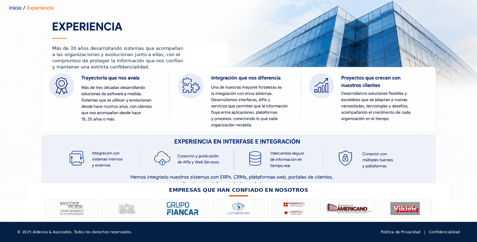 Aldecoa & Asociados — Experiencia